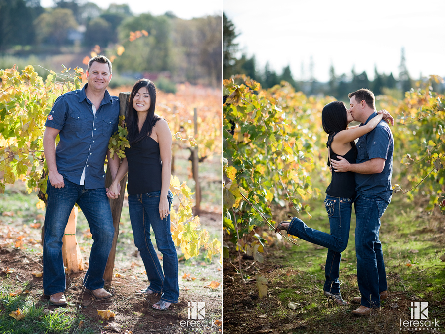 Fall engagement session in the foothill vineyards of Northern California