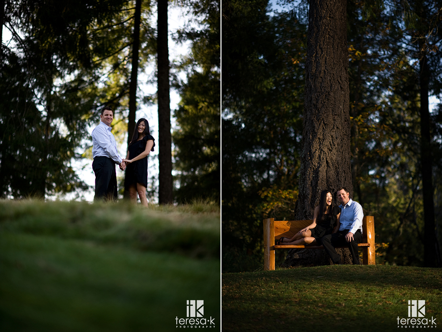 engagement image at the 10th hole of Apple Mountain golf resort in Placerville, California