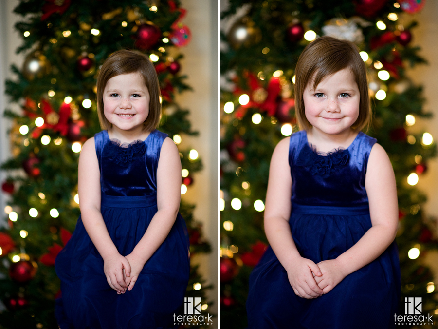 Traditional Christmas portraits in front of the Christmas tree