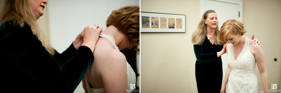 bride getting ready at Jehovah’s witness hall in Lincoln, Ca
