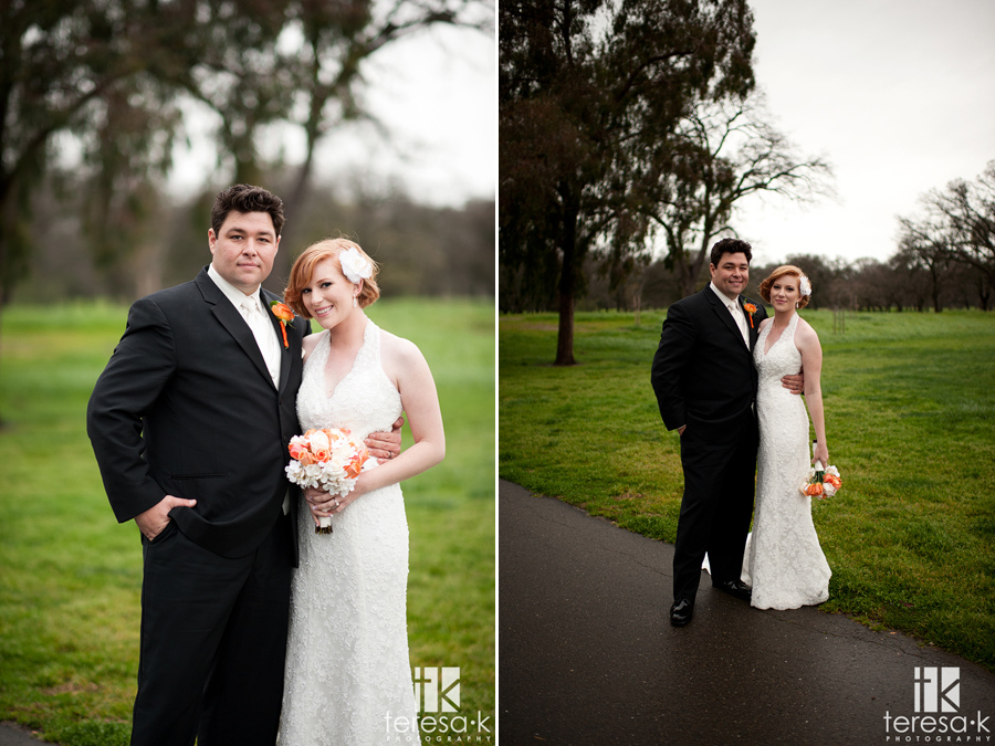 rainy day bride and groom portraits in Lincoln, ca