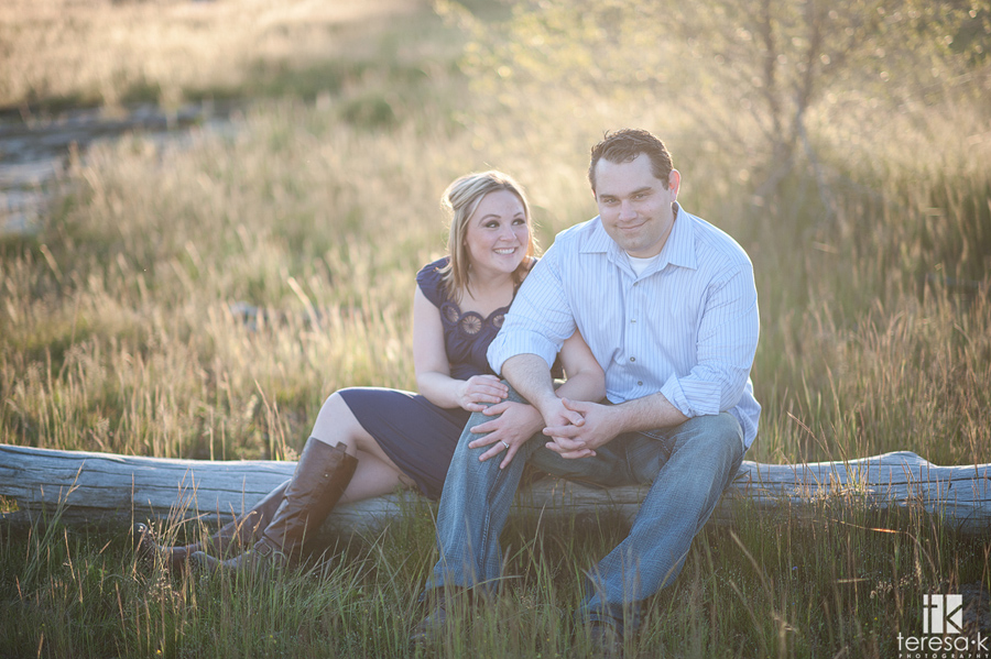 warm light afternoon engagement session at Folsom Lake