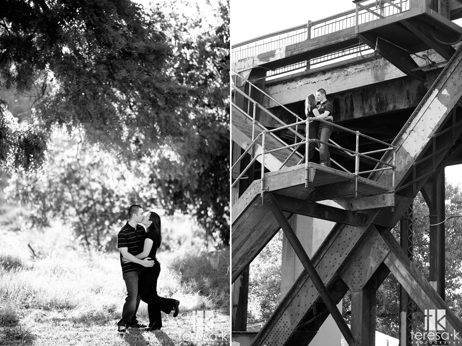 engagement session under the train tracks in west Sacramento California