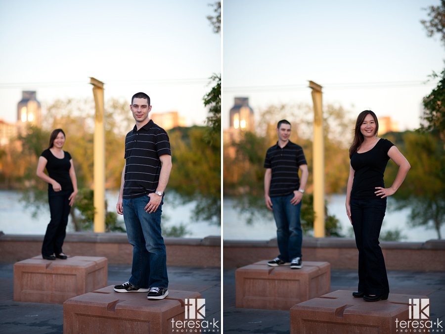 modern portrait of engaged couple individual shots of bride and groom
