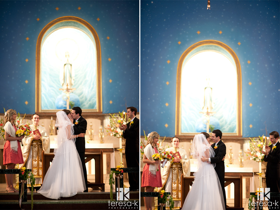 the alter kiss at a catholic ceremony