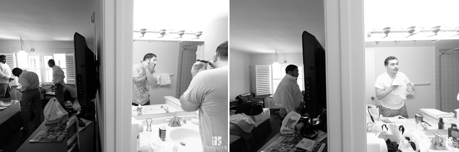 groomsmen getting ready at the Lions Gate hotel in North Highlands