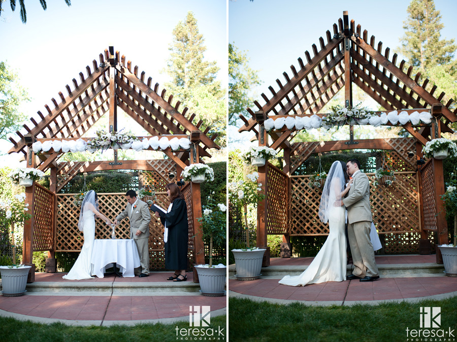 image of bride and groom in outdoor ceremony at McClellan AFB
