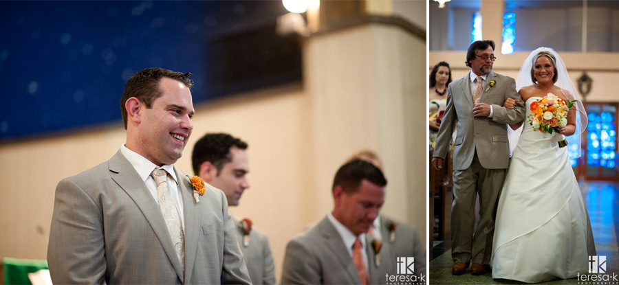 groom watched bride walk down the aisle for the first time