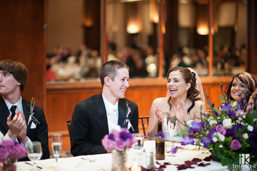 bride and groom happy at reception