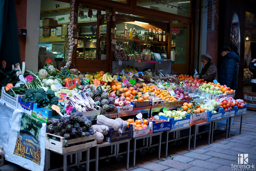 fresh fruits and vegetable stand in bologna Italy