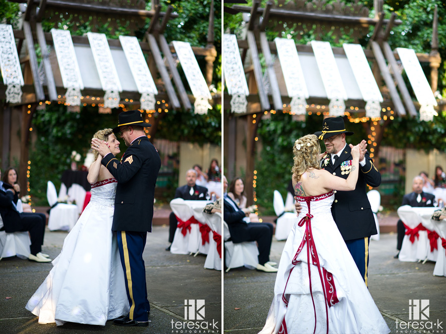army groom and bride's first dance