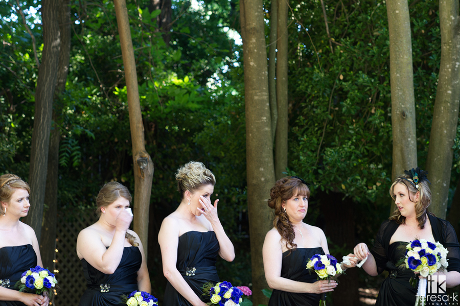 crying bridesmaids at lone wedding