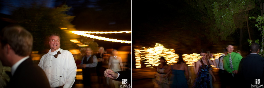 night time outdoor wedding dancing