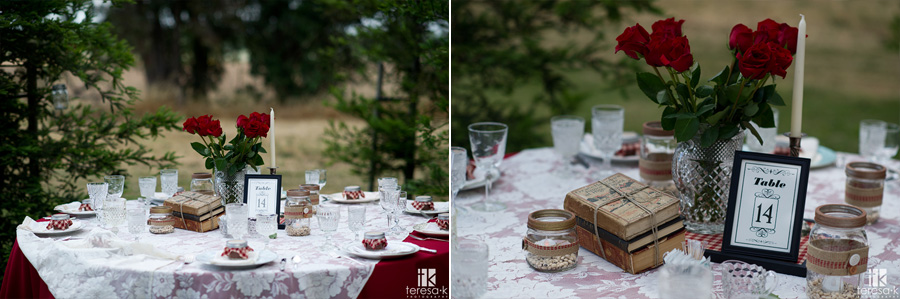 table settings at vintage wedding