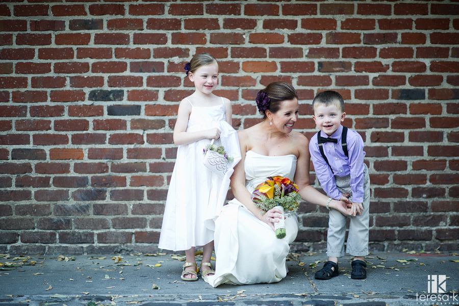 bride with ring bearer and flower girl