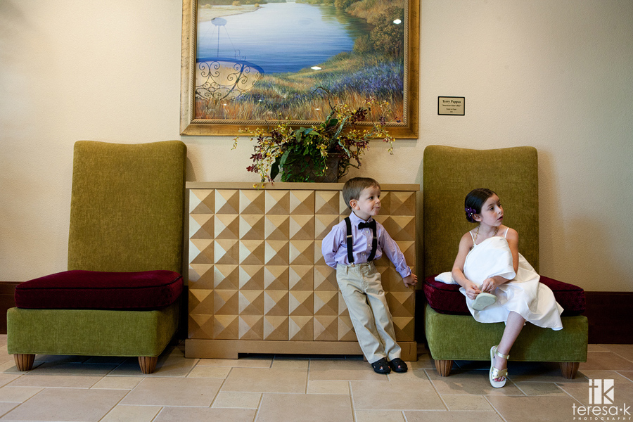 ring bearer and flower girl at the embassy suites in Sacramento