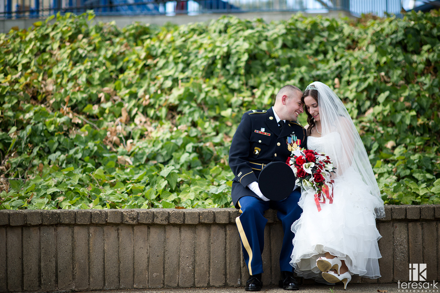 army dress blues in Folsom wedding