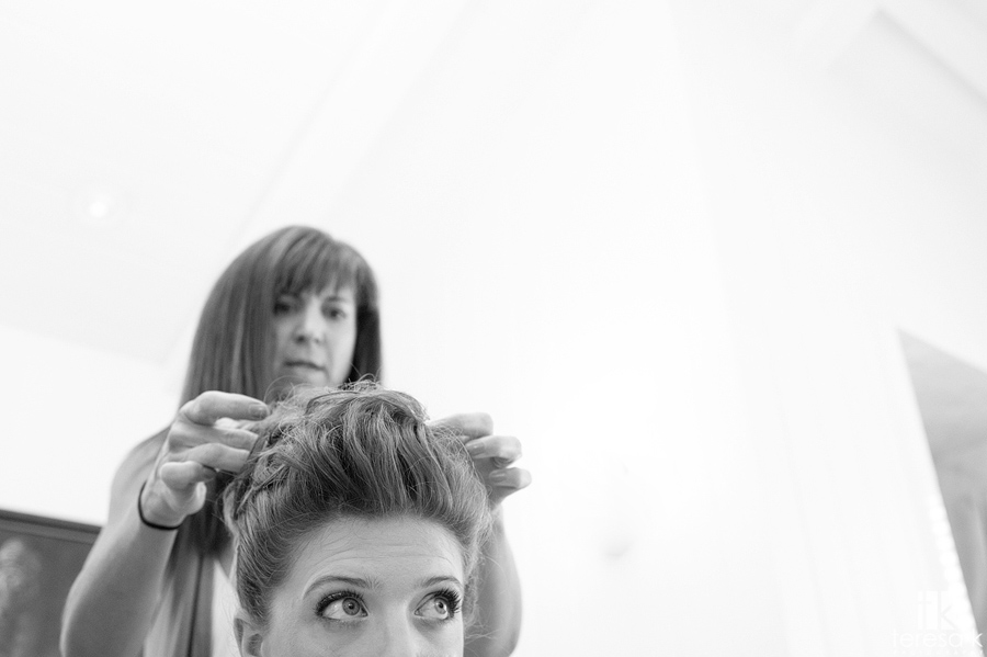 bride getting her hair done