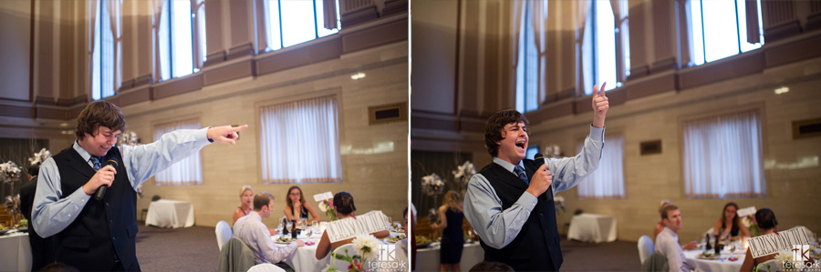 guests sing for their dinner at wedding