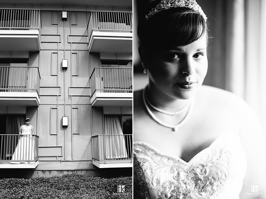 black and white bridal portrait at the doubletree in sacramento